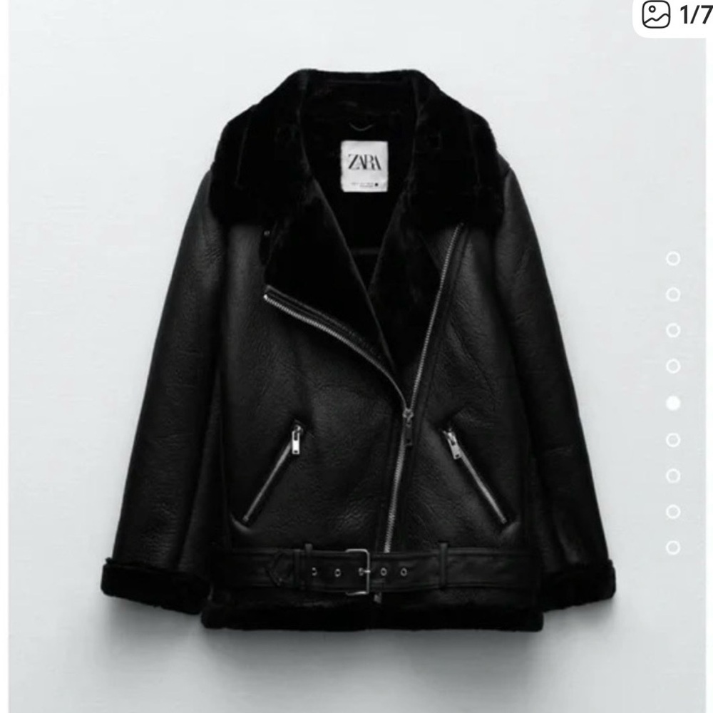 Zara Faux Black Leather Biker Jacket